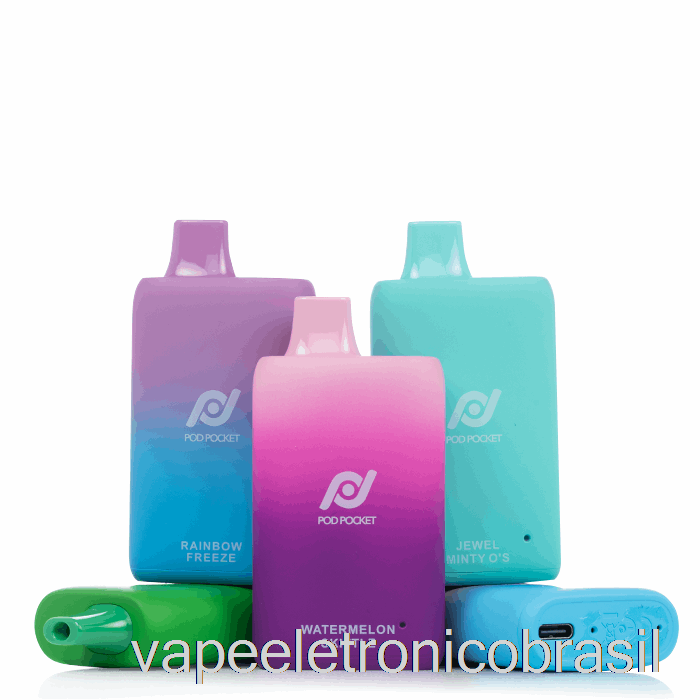 Vape Vaporesso Pod Pocket 7500 0% Zero Nicotina Descartável Morango Enrolado